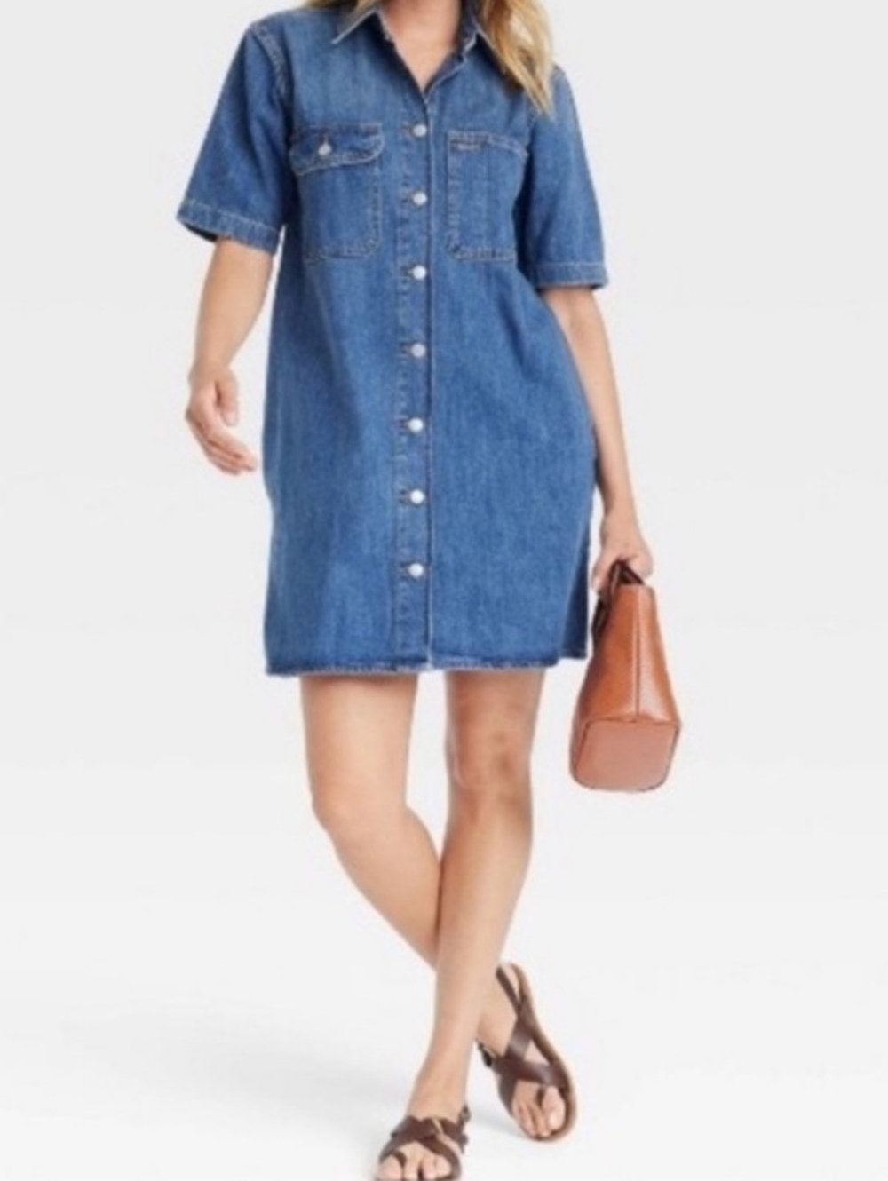 Denim Shirt Dress - Blue